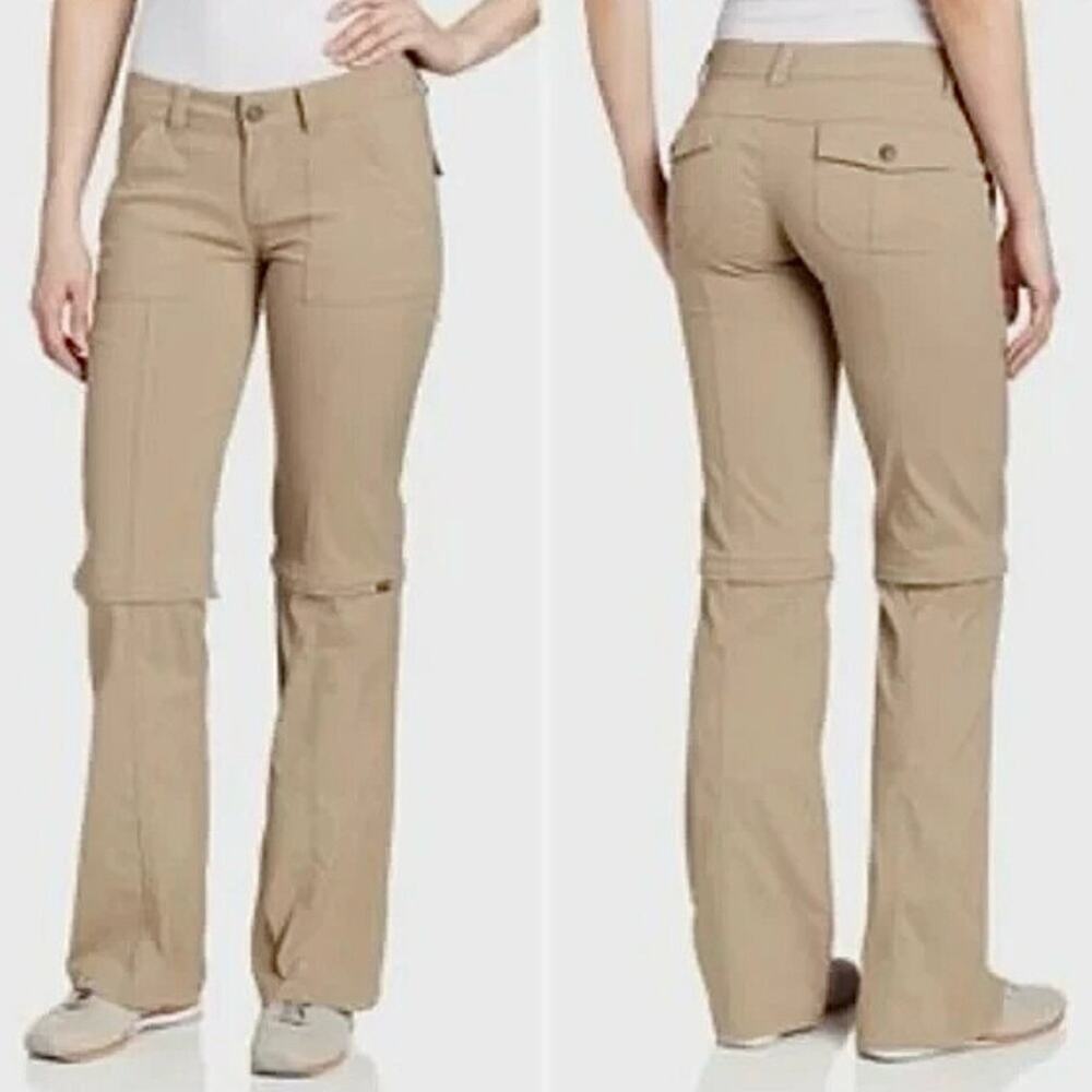 Prana Women’s Monarch Khaki Convertible Pants, Short Inseam, Size 14